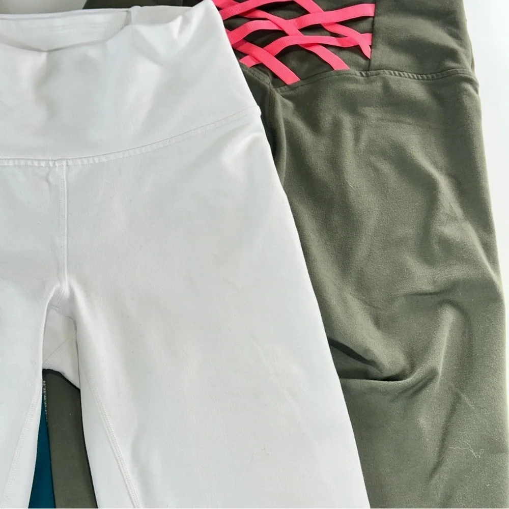 Fabletics PowerHold workout leggings bundle of 3 strappy back fits XS